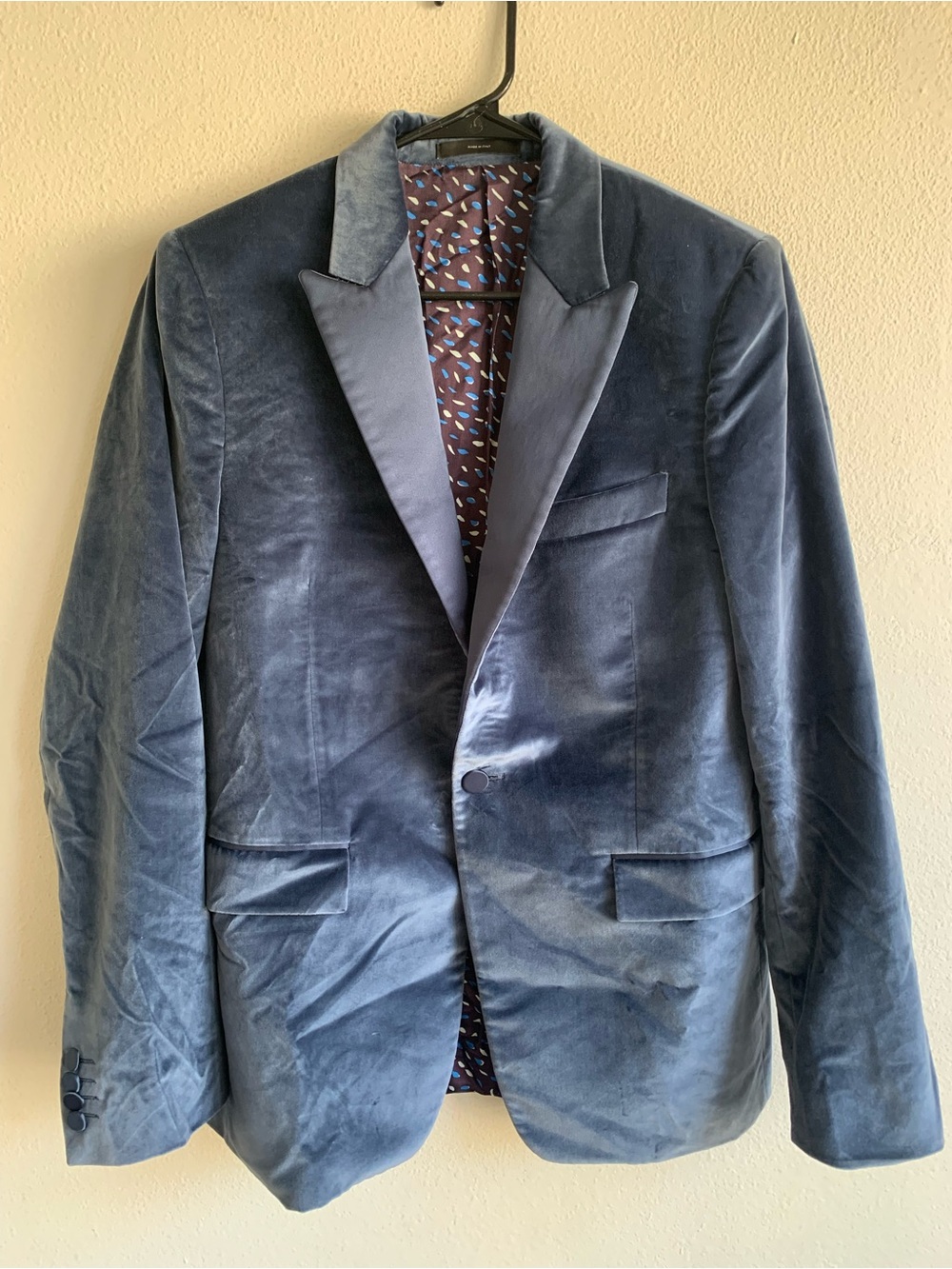 Paul Smith Blue Velvet Tuxedo Blazer Jacket Soho Fit Italy Size 38R